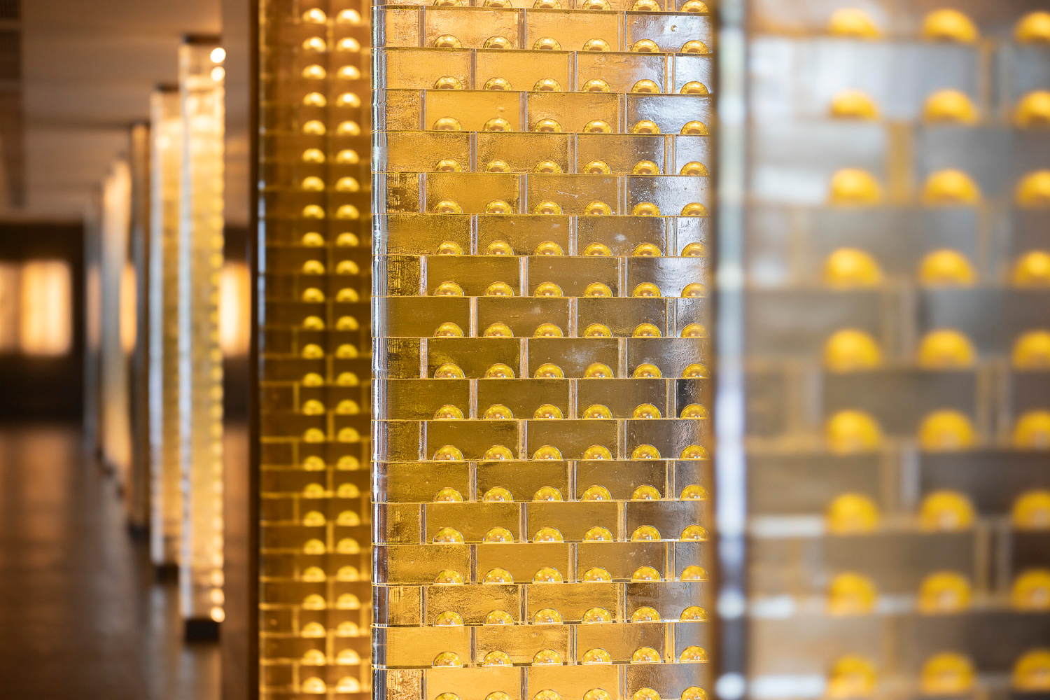 MIDAS glass screen, brick coursing in close detail
