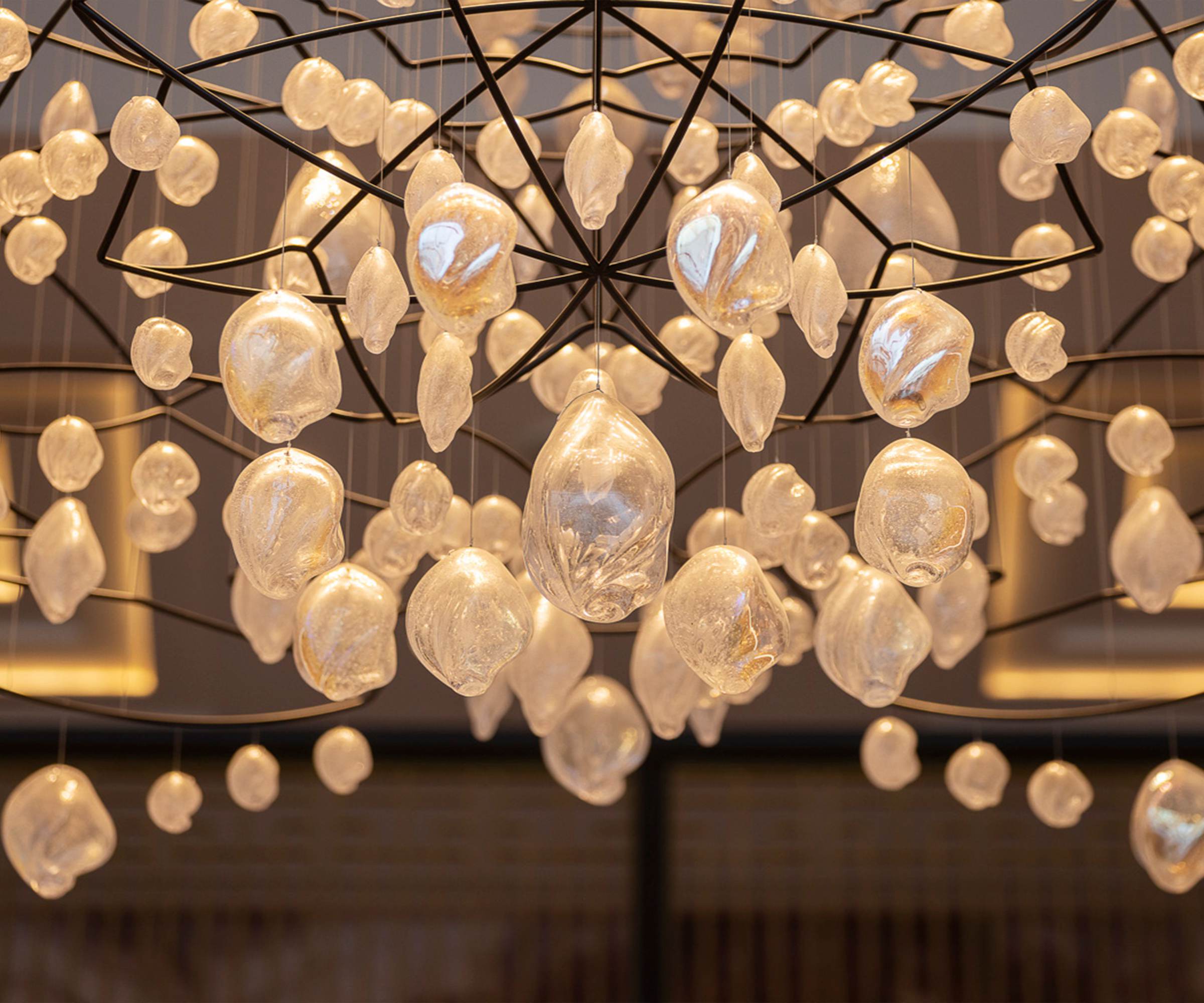 SOLACE blown glass forms in close view