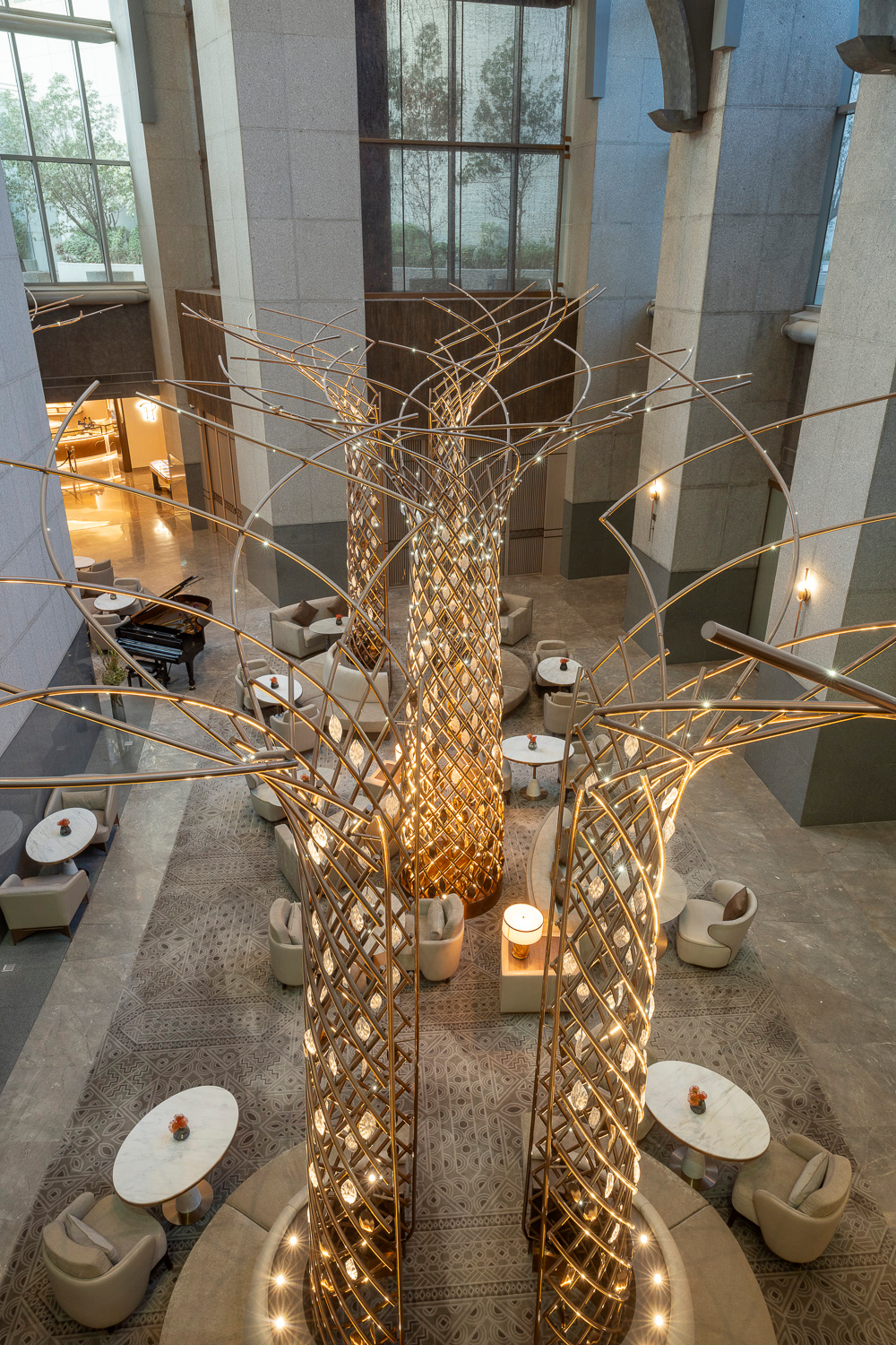 MARQUISE columns seen from the mezzanine above the lounge