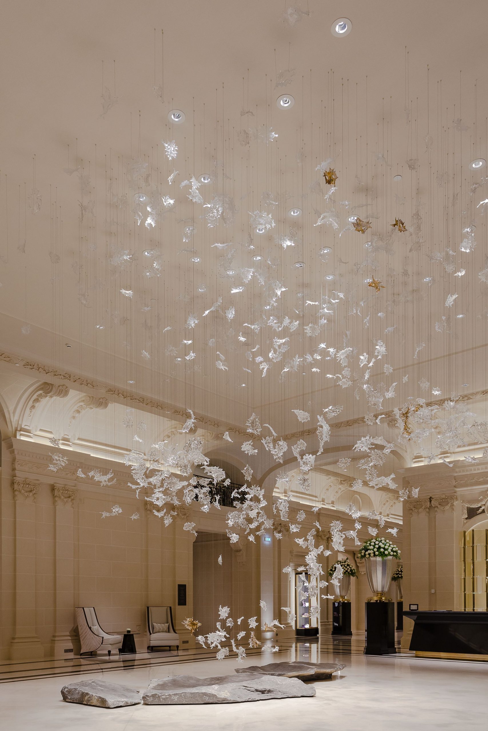 ACER glass leaf installation seen from the hall floor