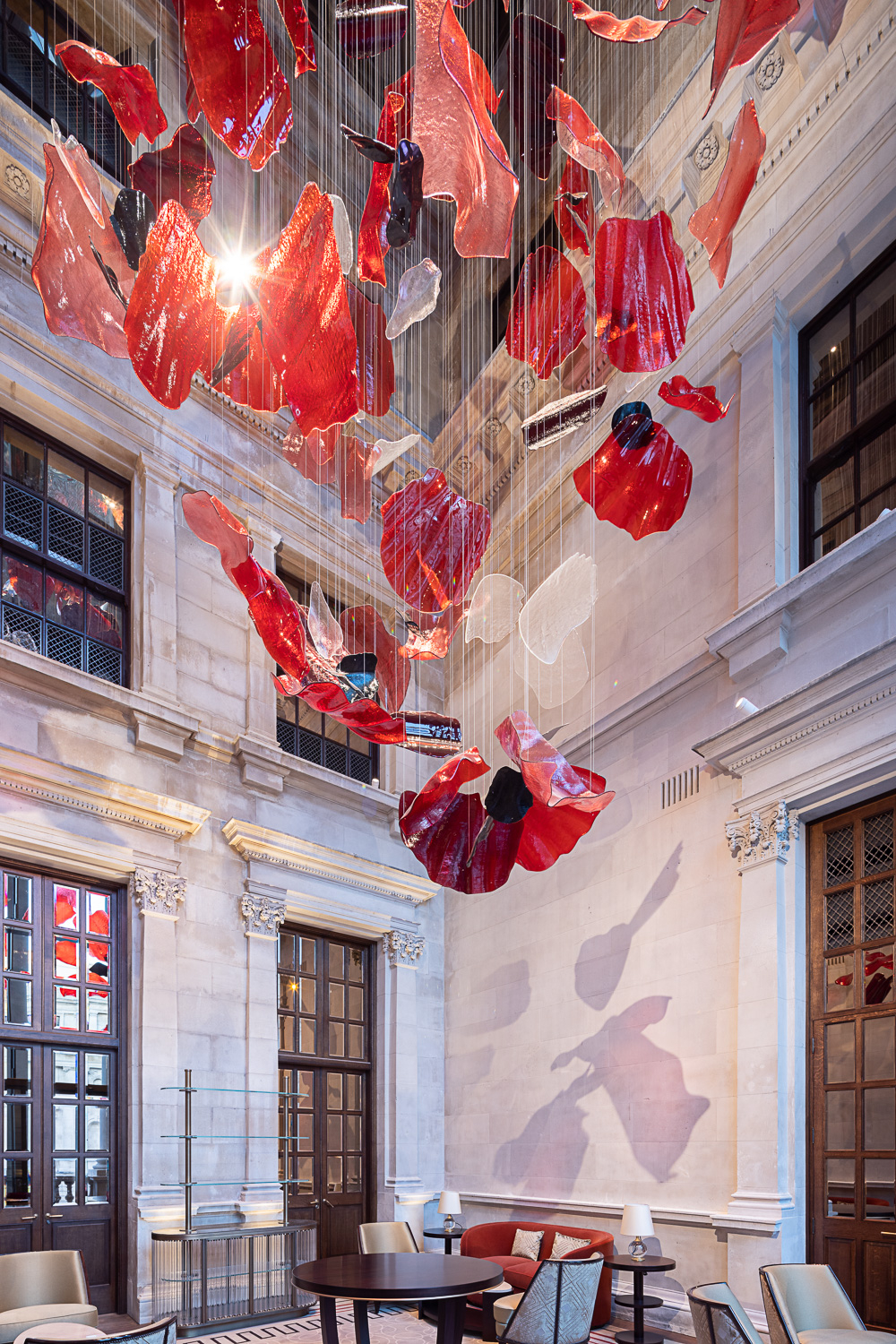 ROSSO installation seen down the length of the hall