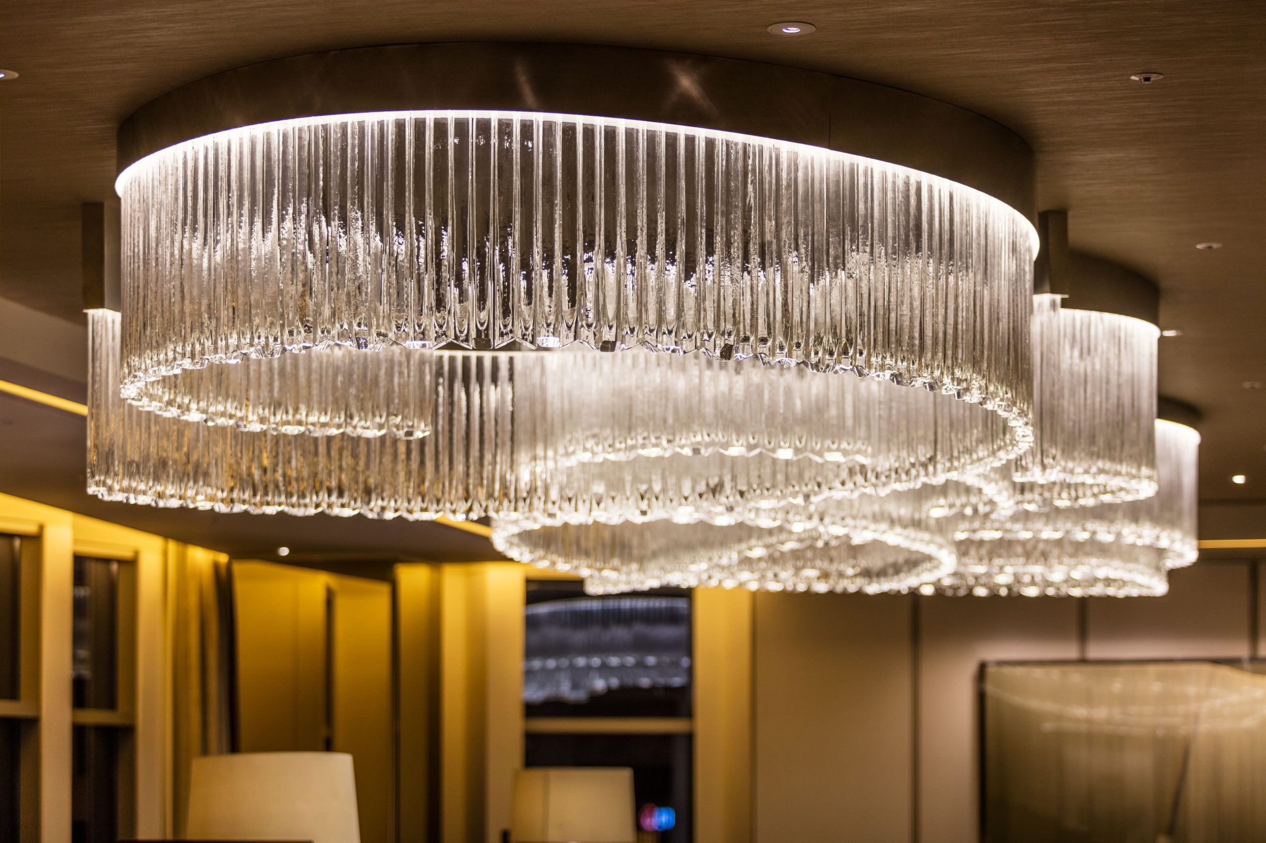 ETERNITY chandelier seen from the living room seating