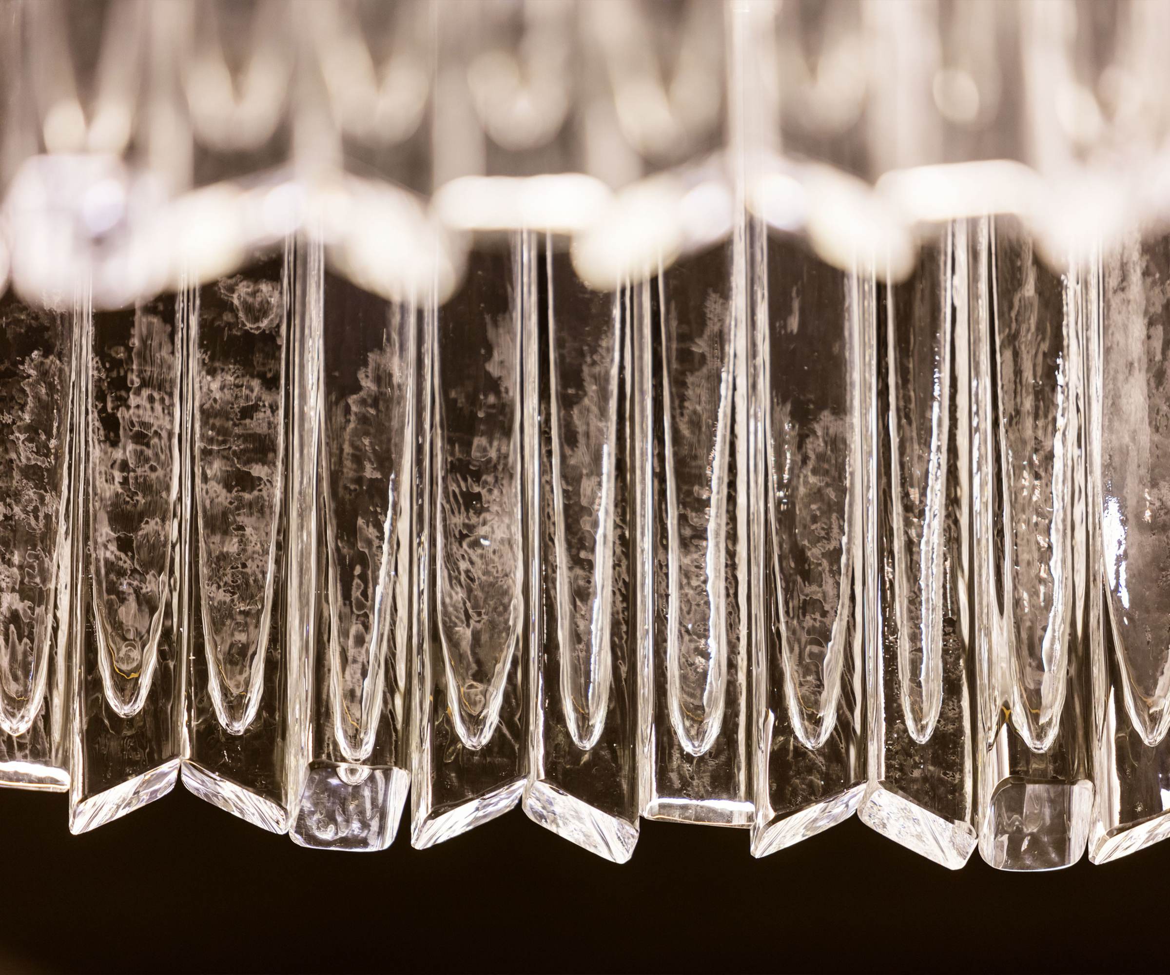 ETERNITY chandelier, close view of the vertical glass rods