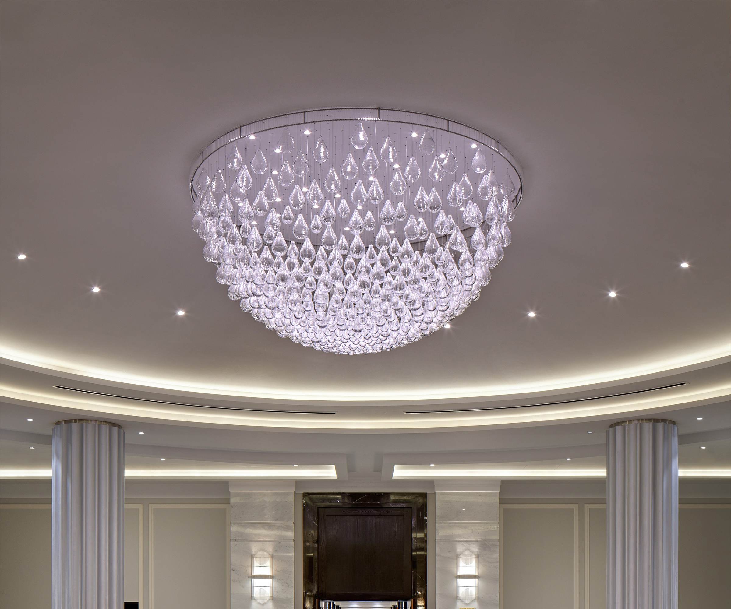 TEAROOM crystal dome chandelier by SHUCHUANG, seen straight from below