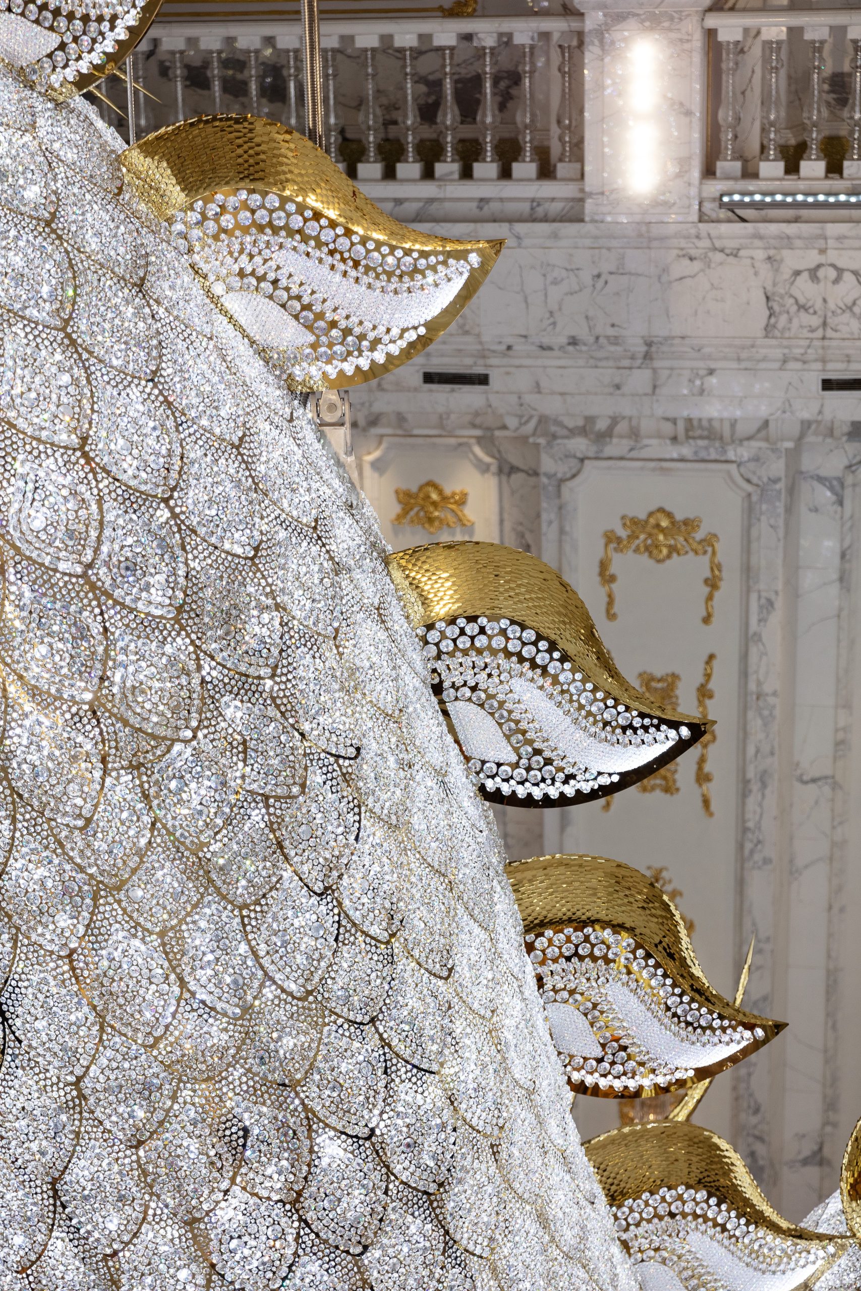 AUGUSTUS custom crystal lighting installed on site by SHUCHUANG