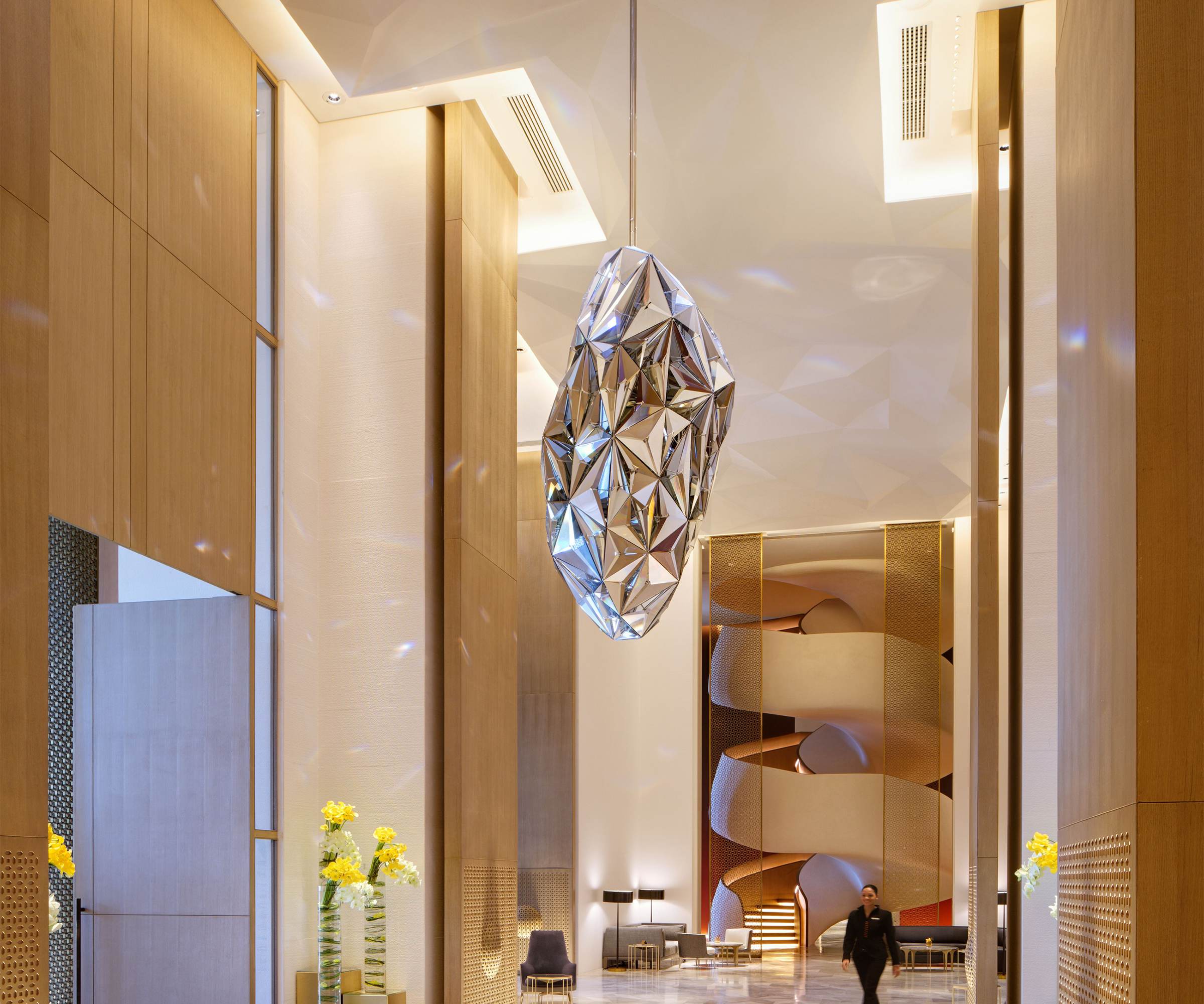 DIAMANTE crystal pendant seen from the corridor entrance