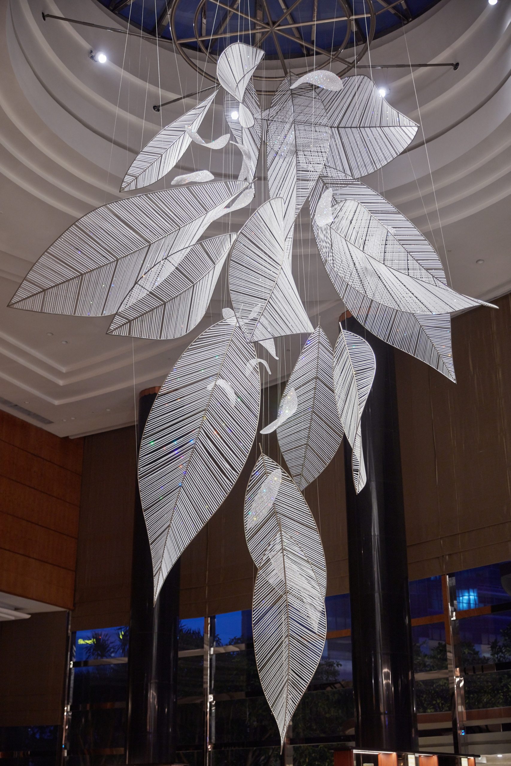 FOLIA crystal leaves at staggered heights on fine cables