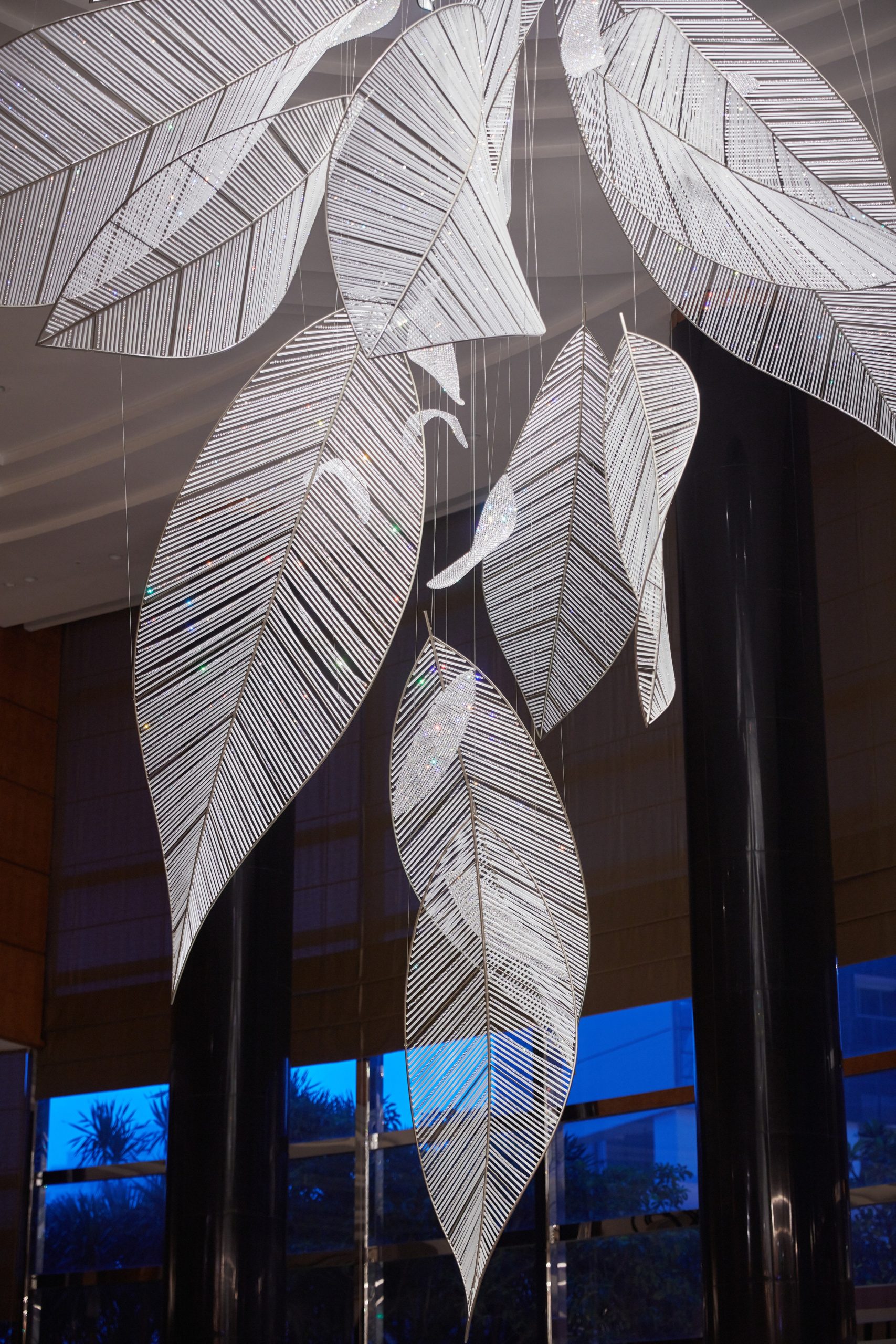 FOLIA crystal leaves seen from the lobby floor