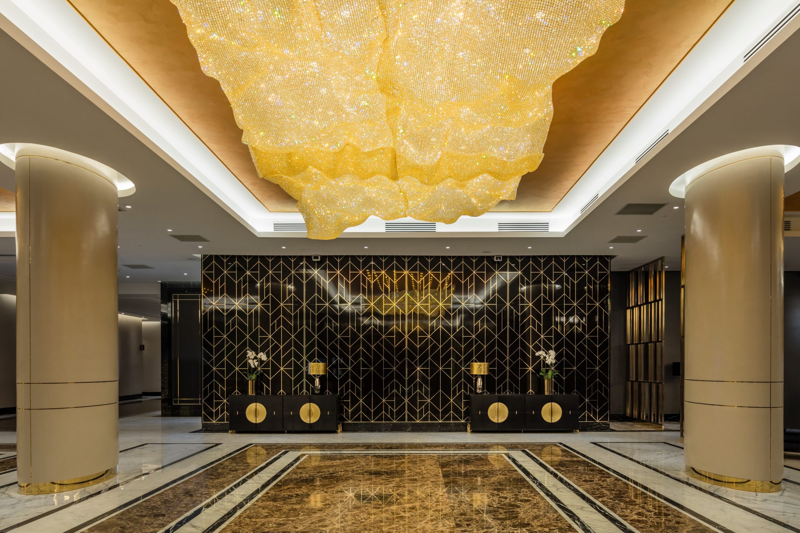 AURORA gold crystal canopy seen from below