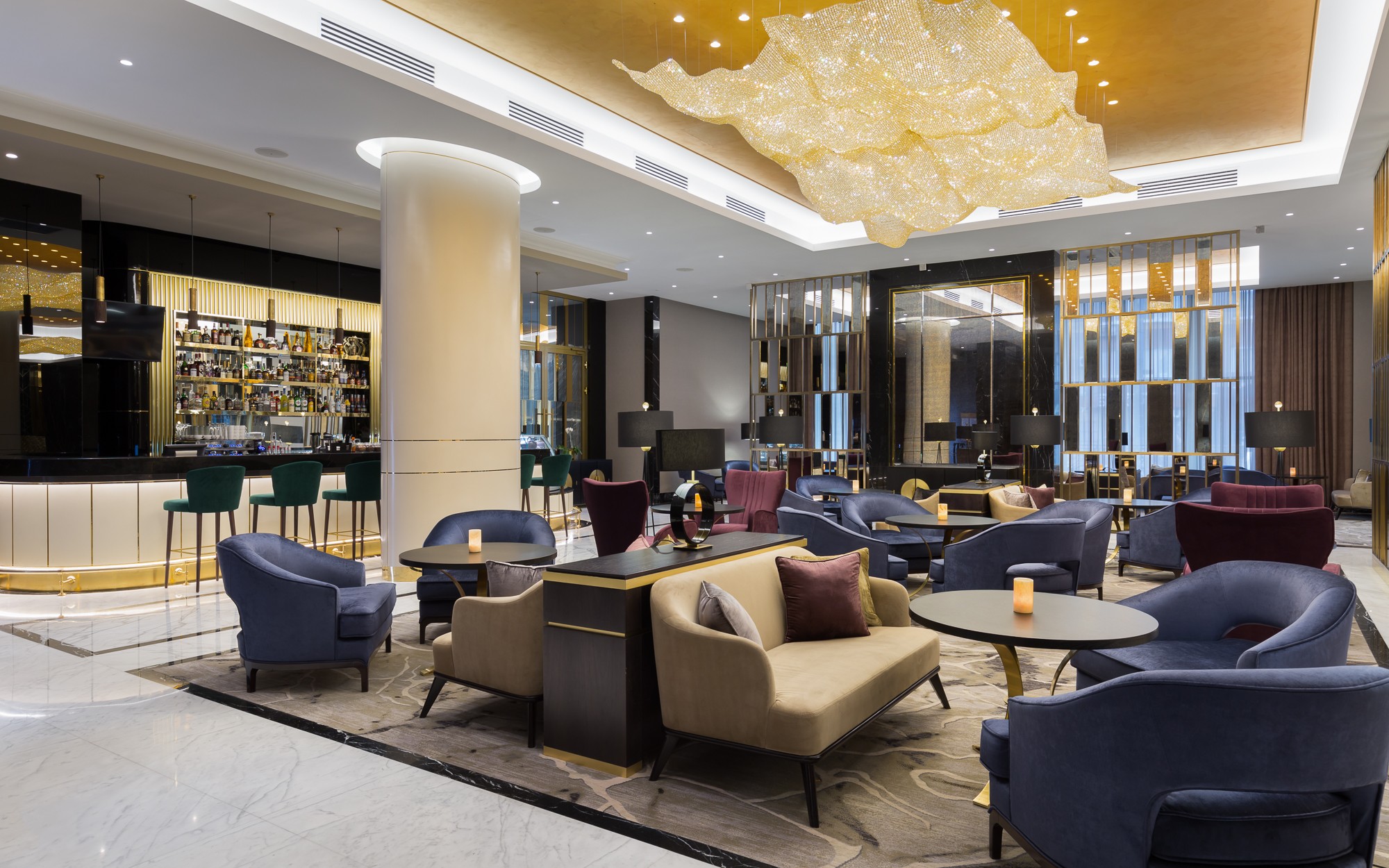 AURORA ceiling light over the reception lounge