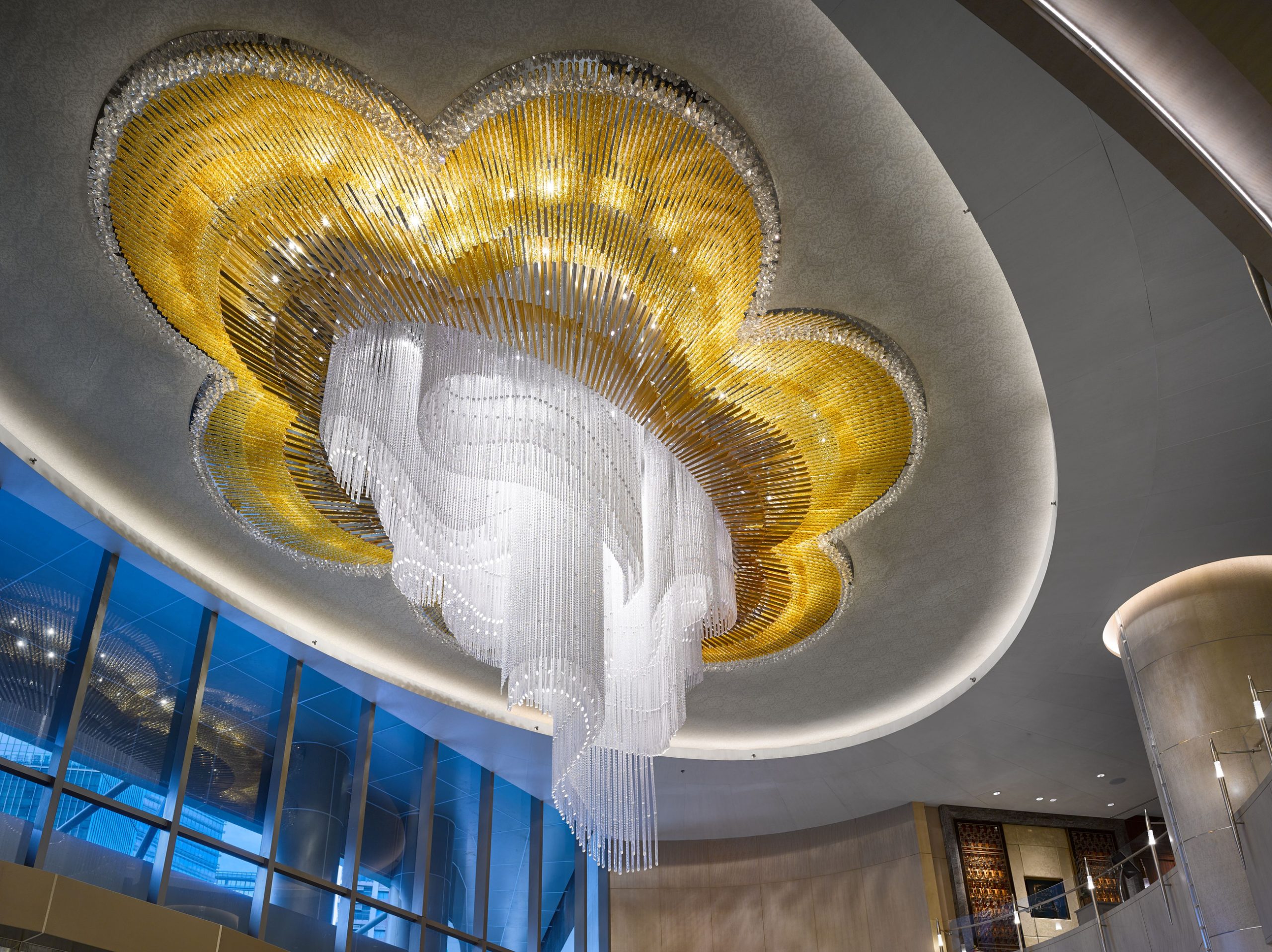 MAGNOLIA crystal chandelier, close view of the falling strands