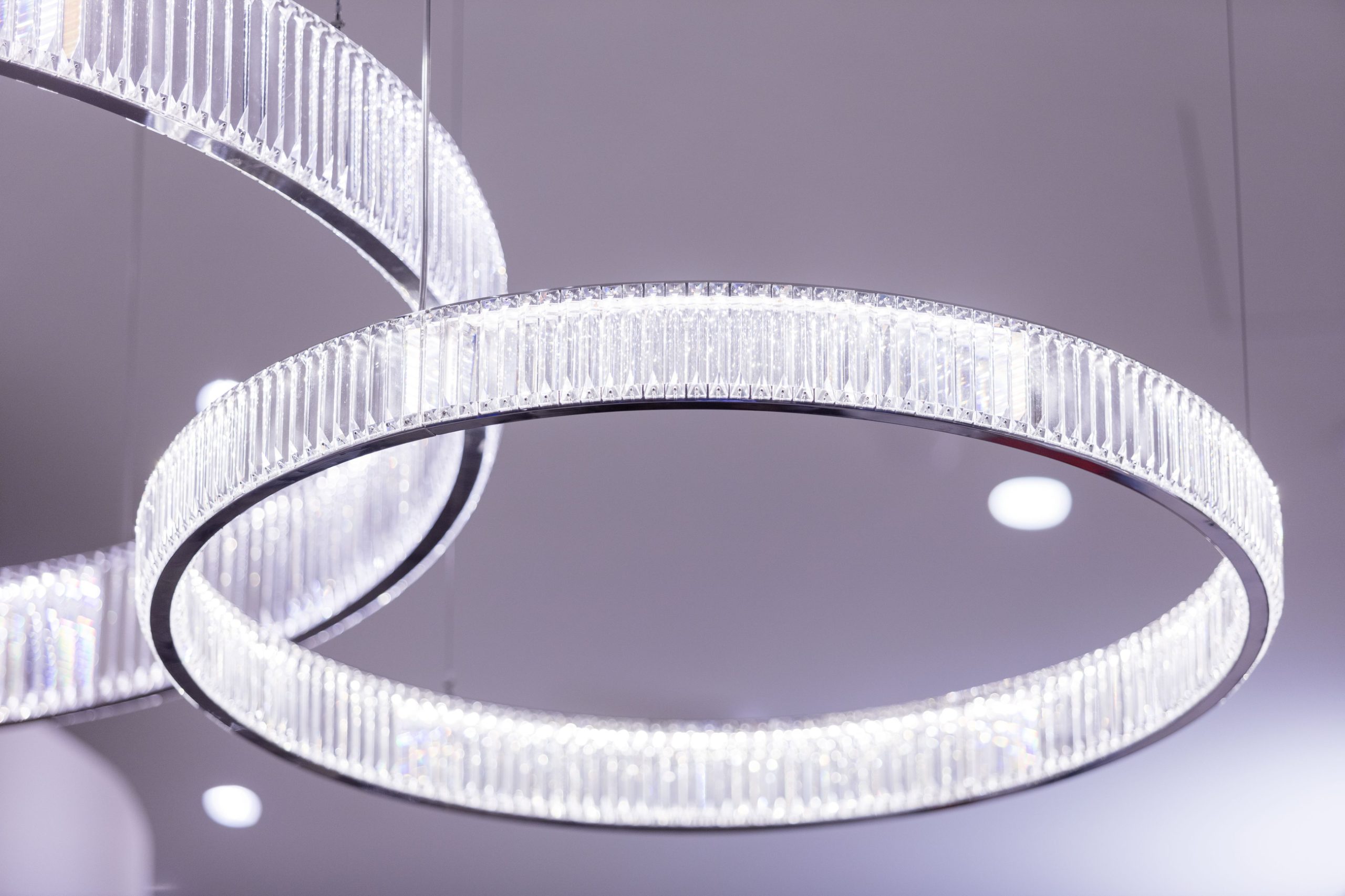 CORINTH crystal drum seen against a plain ceiling