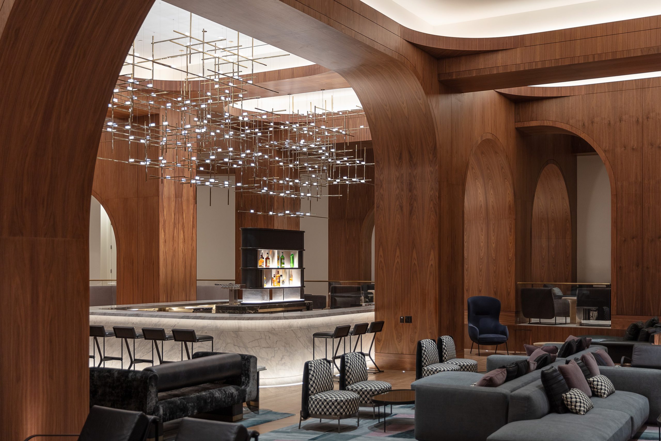 BECKETT custom lounge chandelier in a luxury hotel, SHUCHUANG