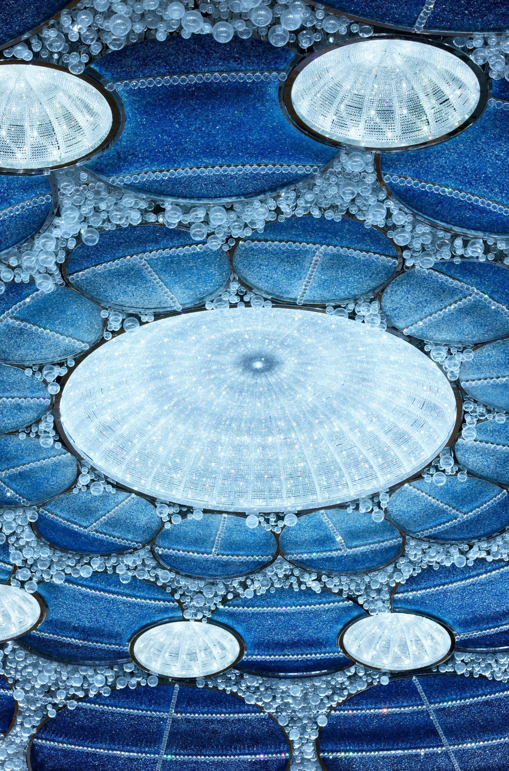 AZURE glass dome, large clear pressed disc at the centre