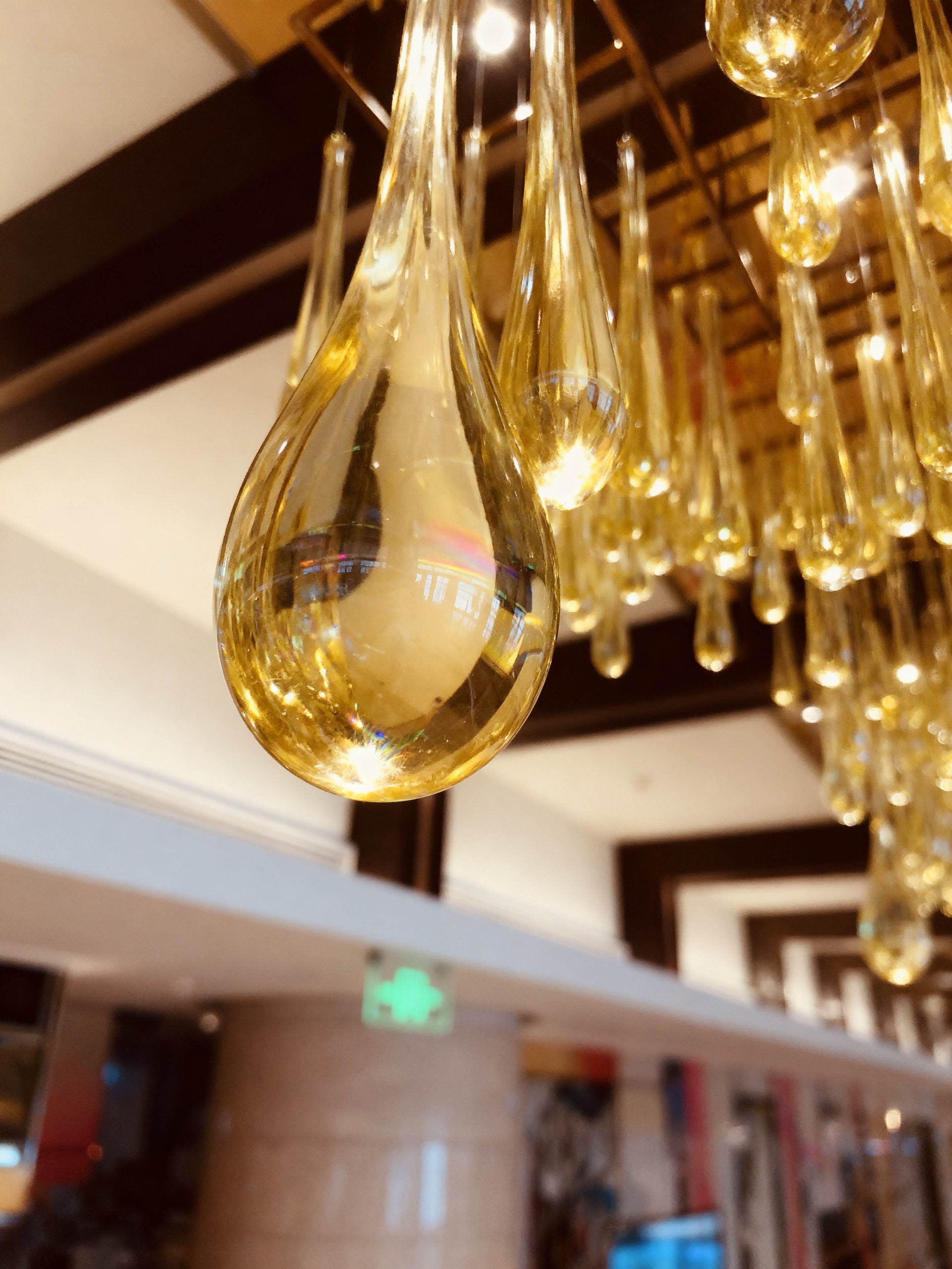 DEWDROP lit in a restaurant, wide interior view