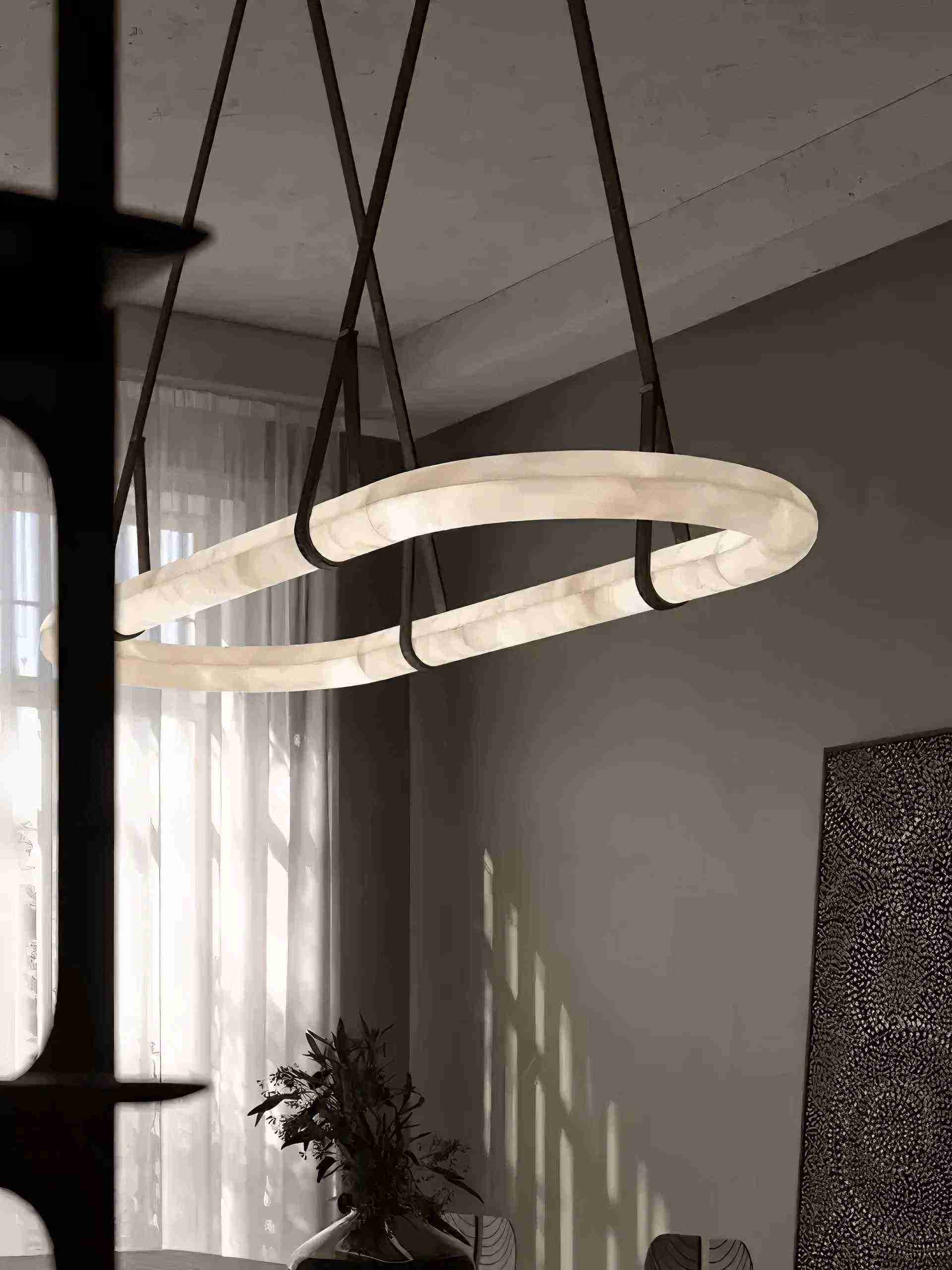MILAN alabaster pendant light, front view