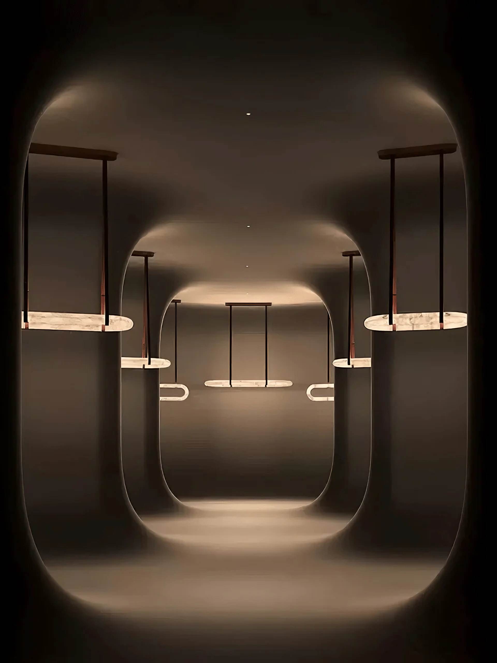 MILAN alabaster pendant light, stone veining detail