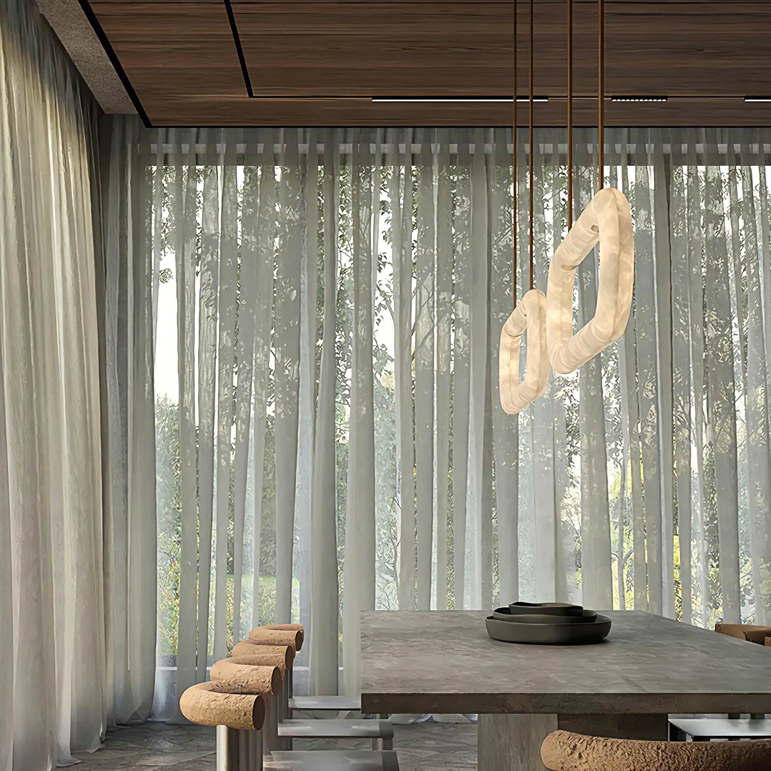 MILAN custom alabaster pendant light by SHUCHUANG