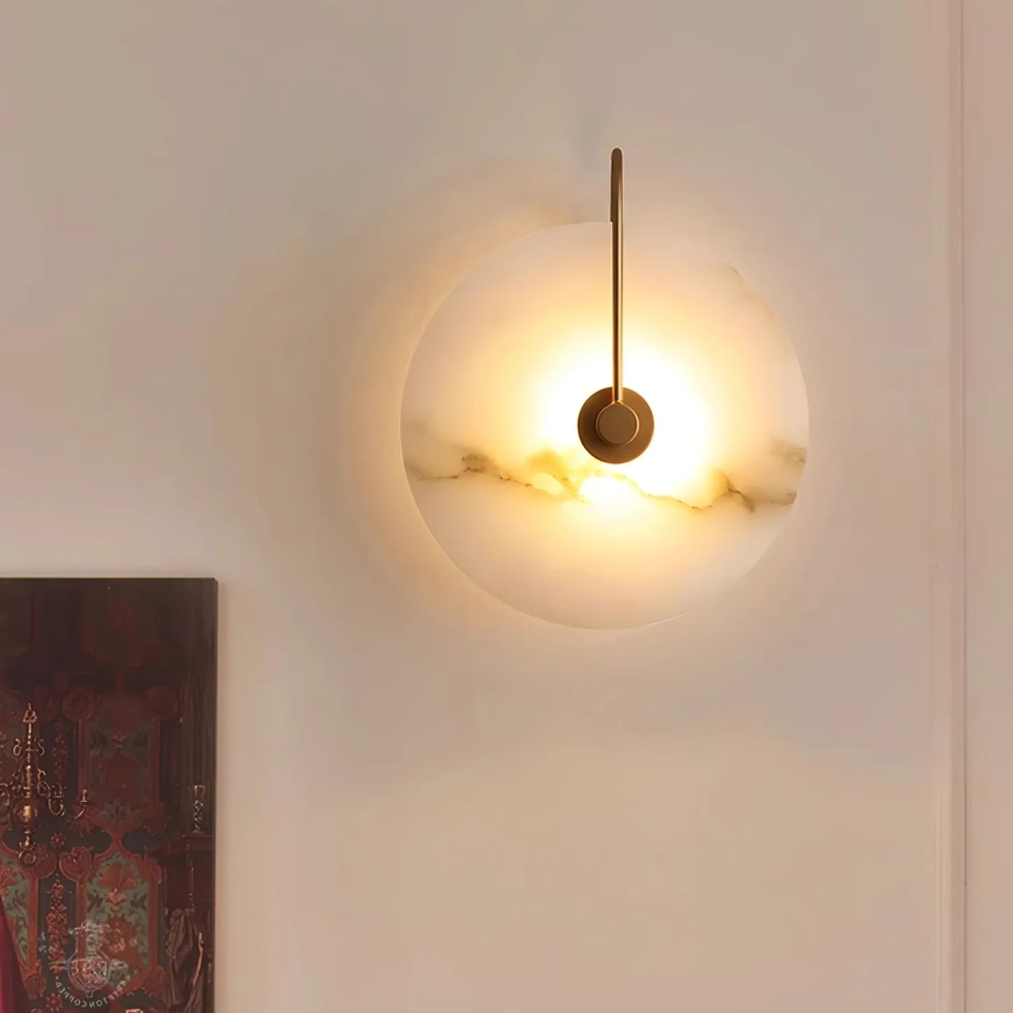 LUCIANA alabaster pendant light, warm glow detail
