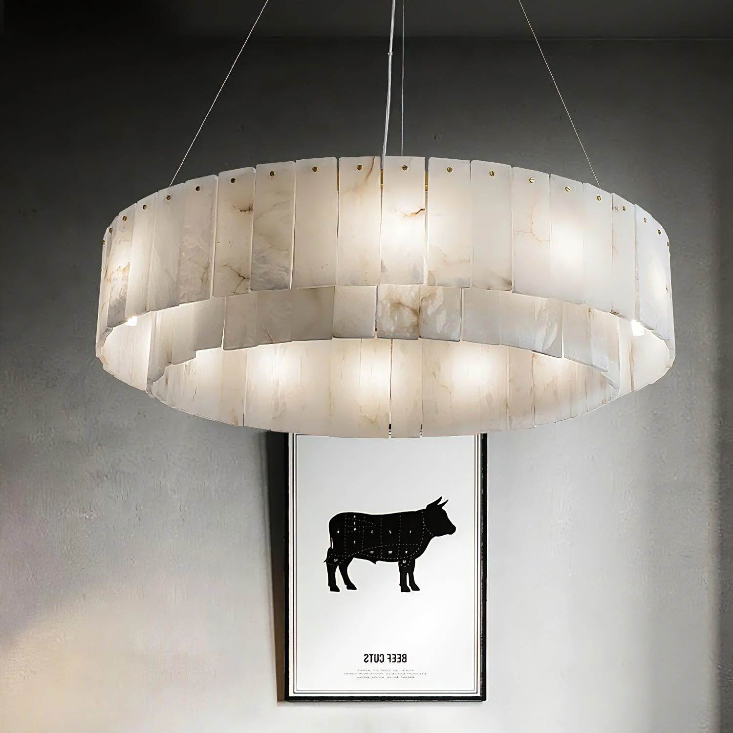 PALAZZO alabaster pendant light, front view