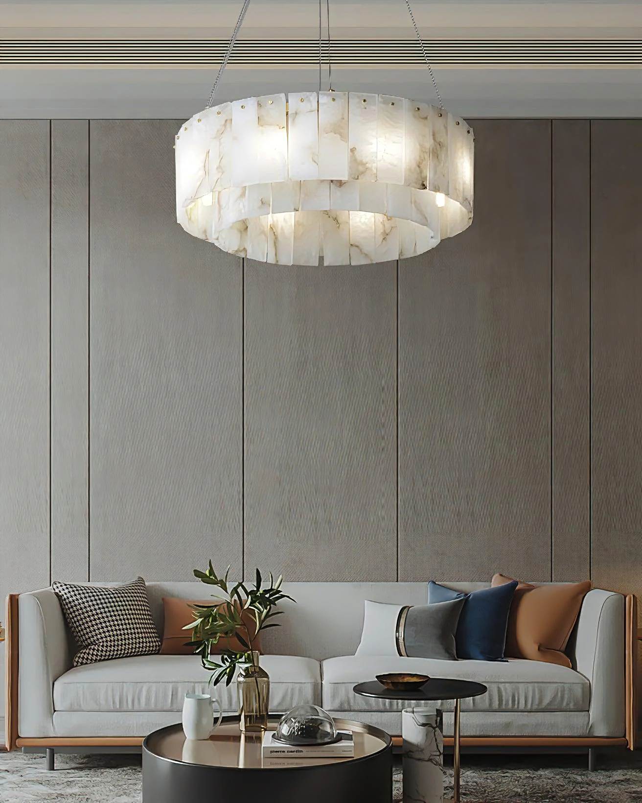 PALAZZO alabaster pendant light, seamless stone joins