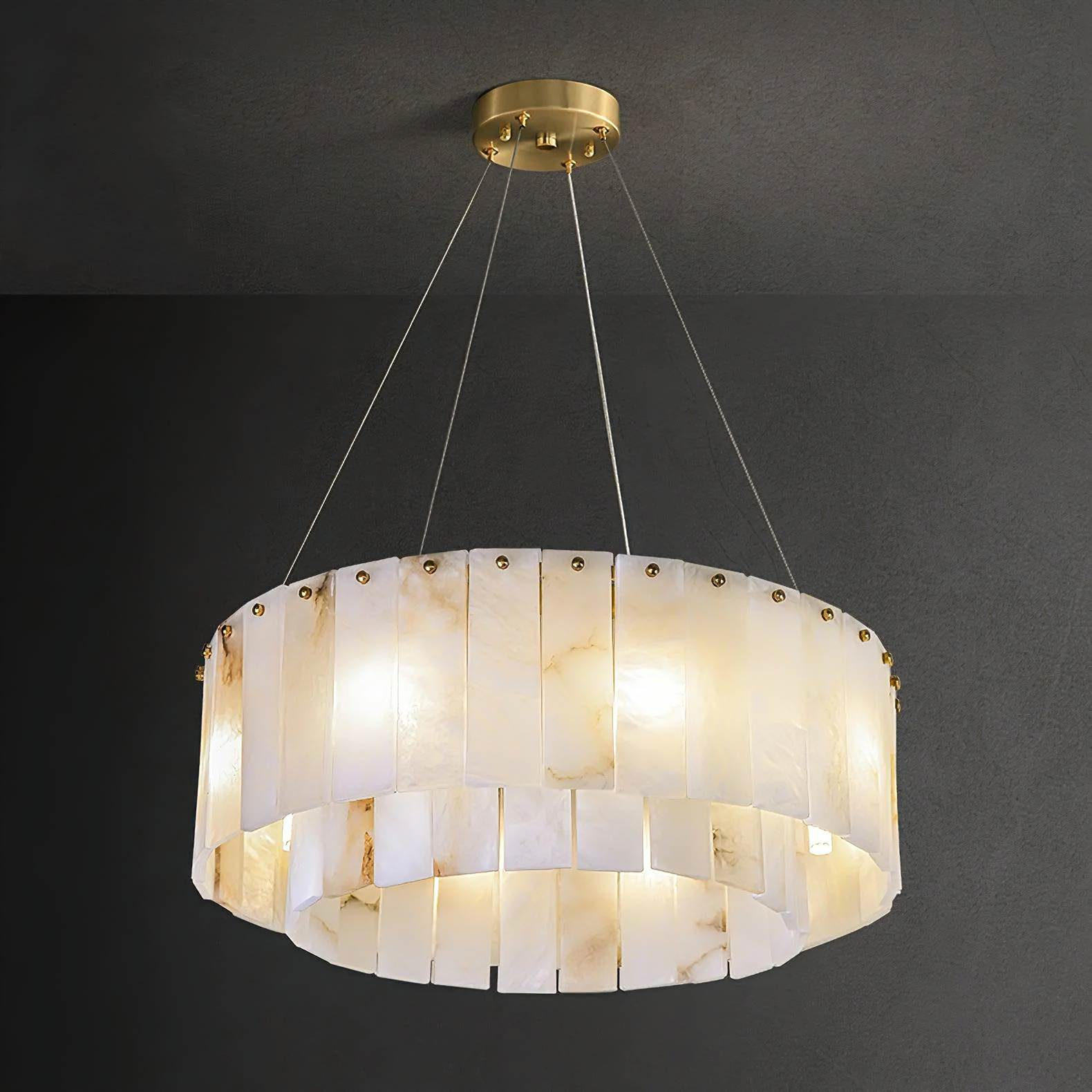 PALAZZO alabaster pendant light in a bedroom interior