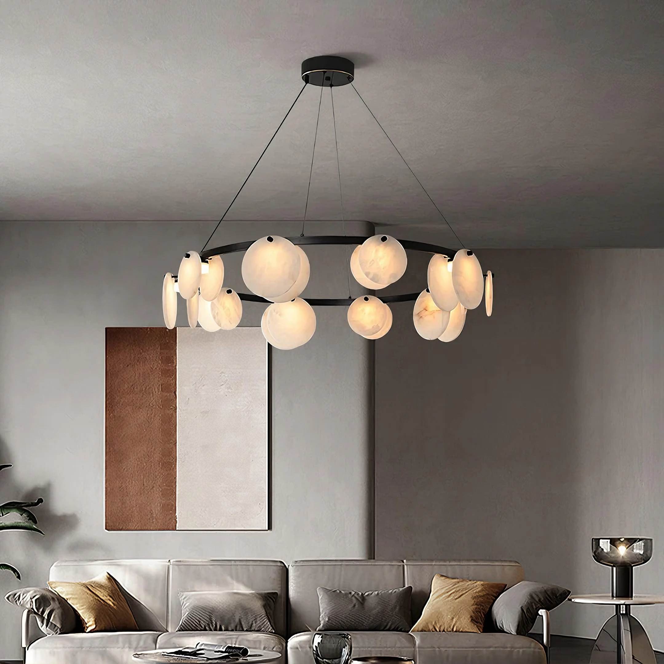 ORION alabaster pendant light, front view