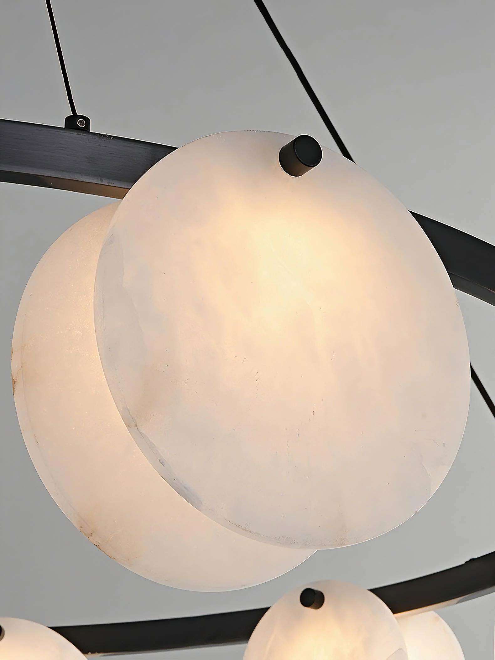 ORION alabaster pendant light, metal fitting detail