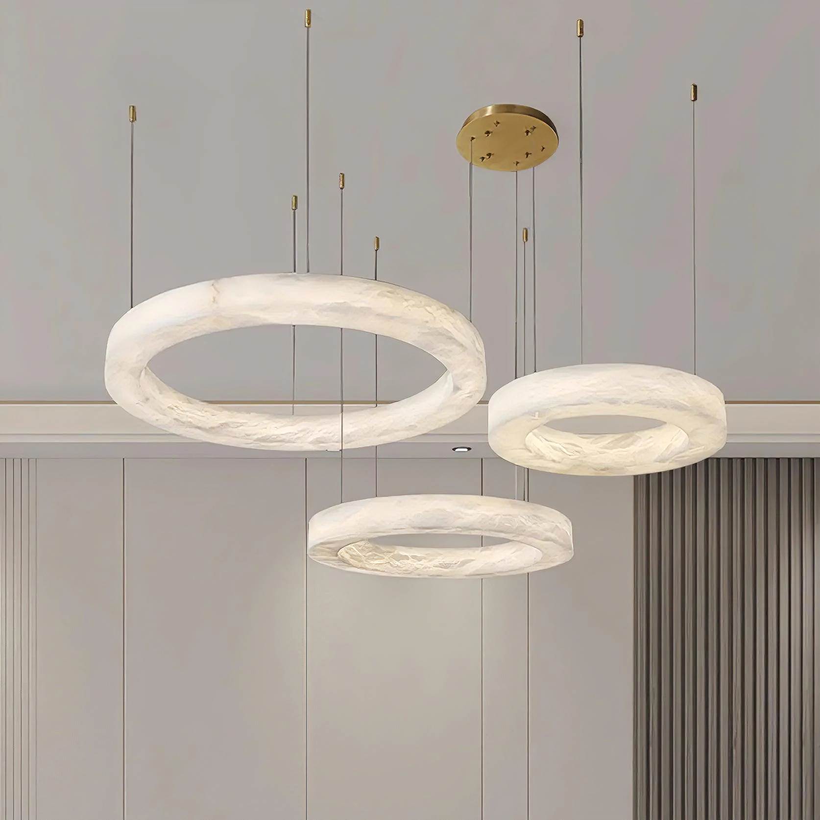 HELIOS alabaster pendant light, front view