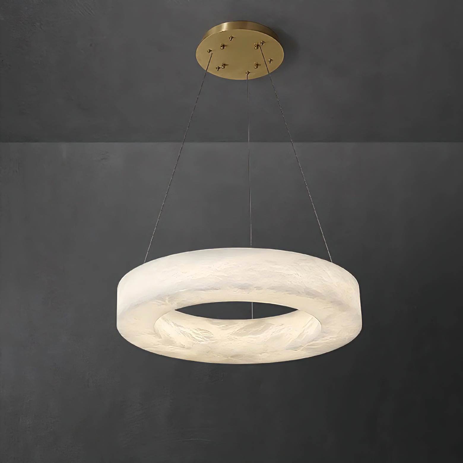 HELIOS alabaster pendant light, seamless stone joins