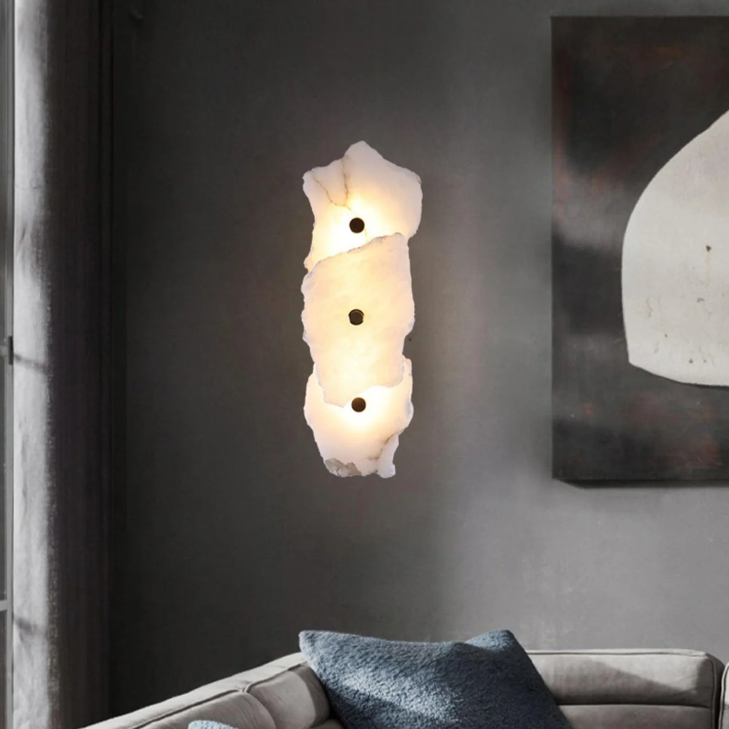 FREYA alabaster pendant light, seamless stone joins