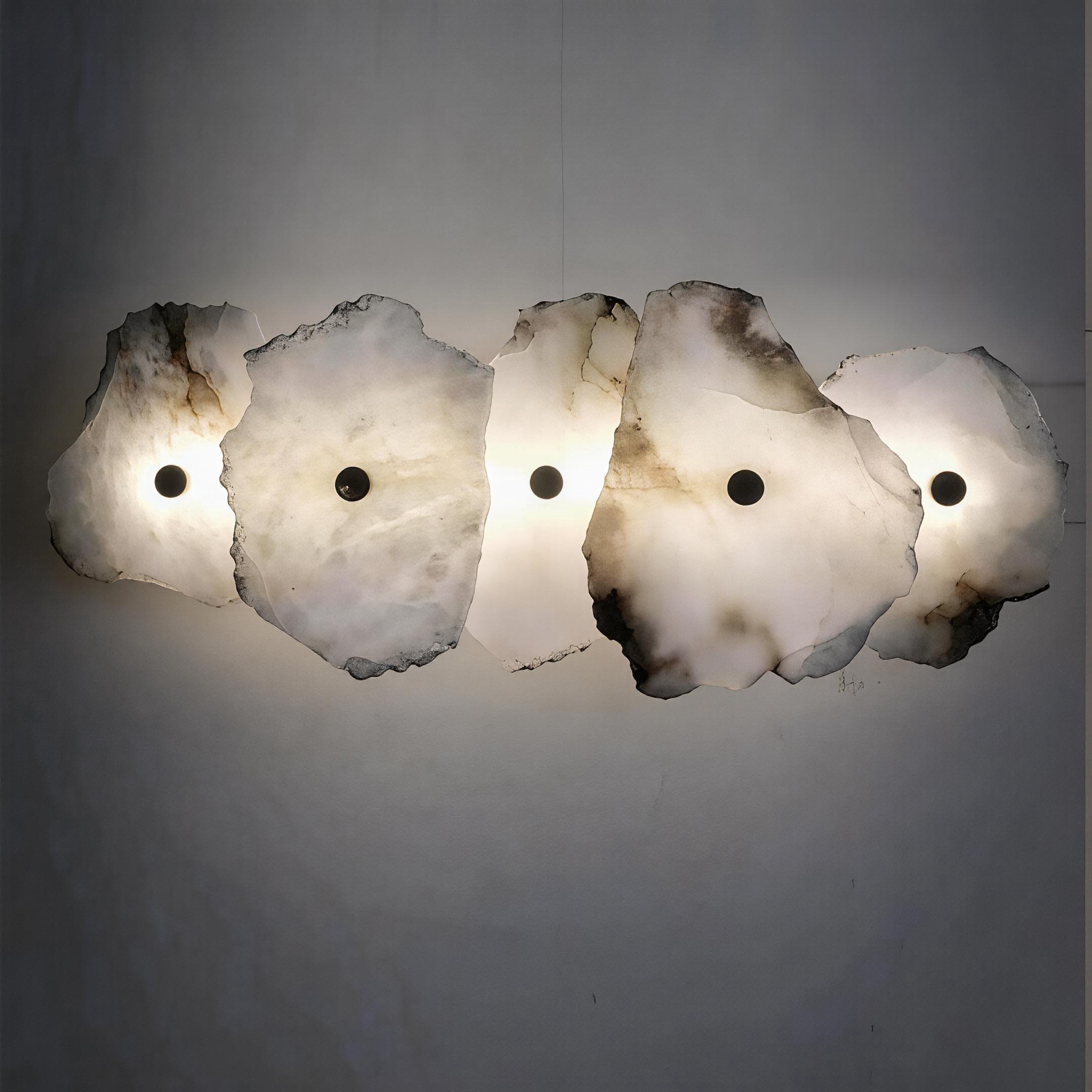 FREYA alabaster pendant light in a bedroom interior