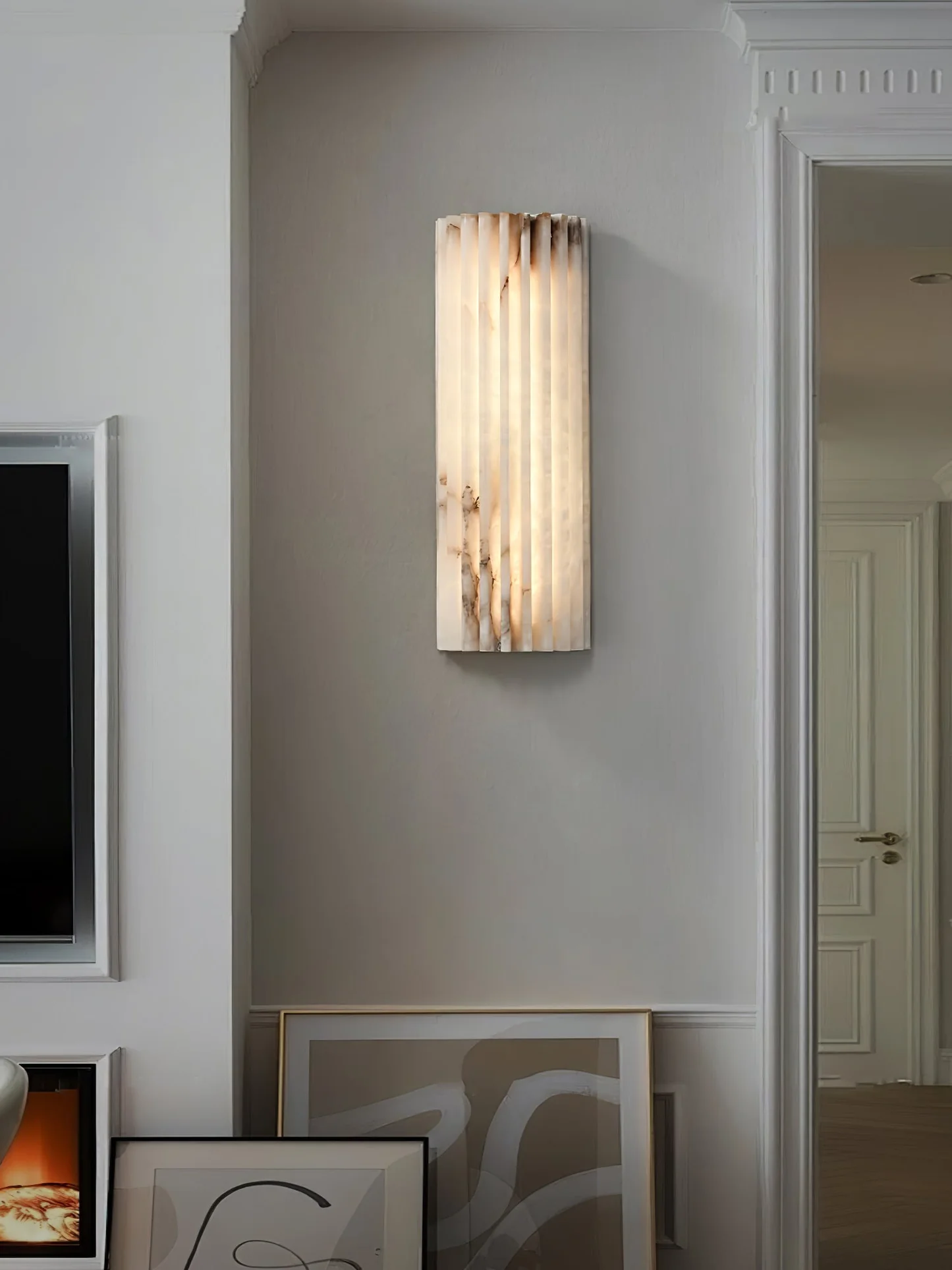 FLORA alabaster pendant light, front view