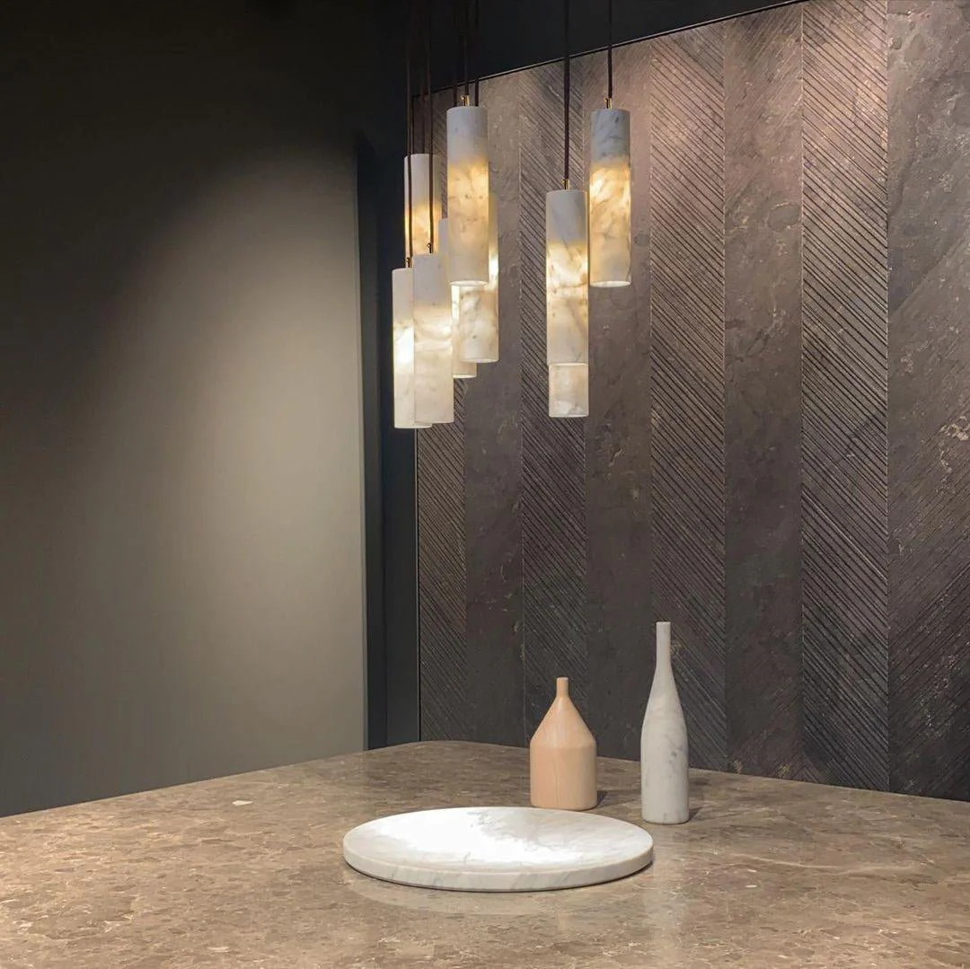 MILAN alabaster pendant light, front view