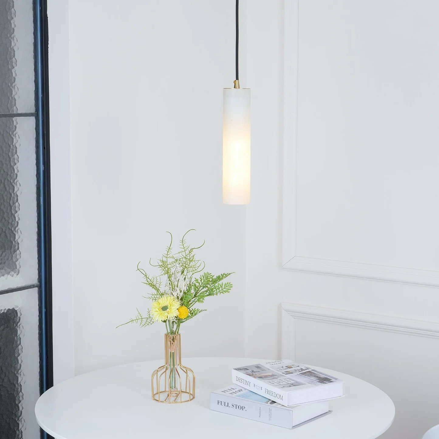 MILAN alabaster pendant light, seamless stone joins
