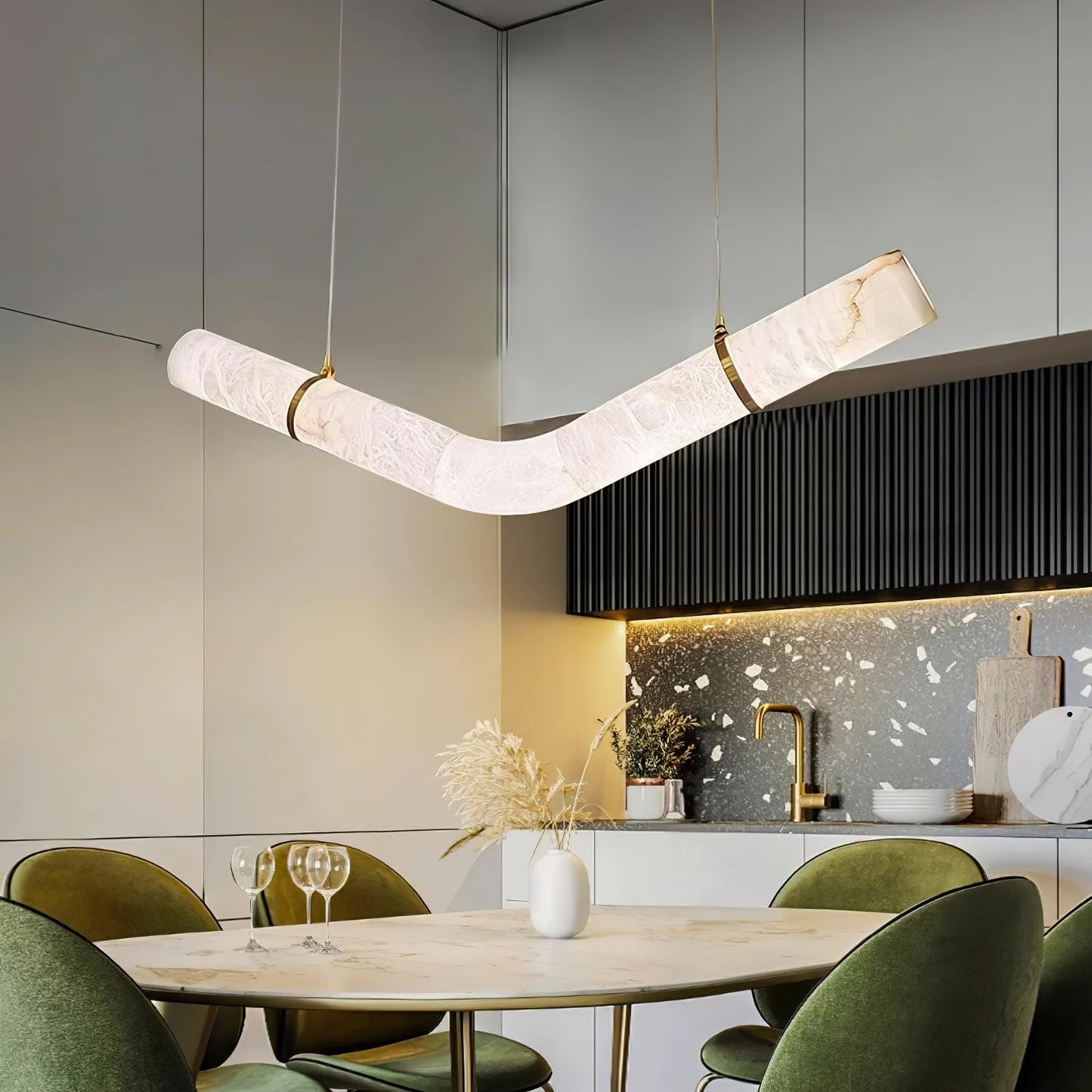 VENUS alabaster pendant light, front view