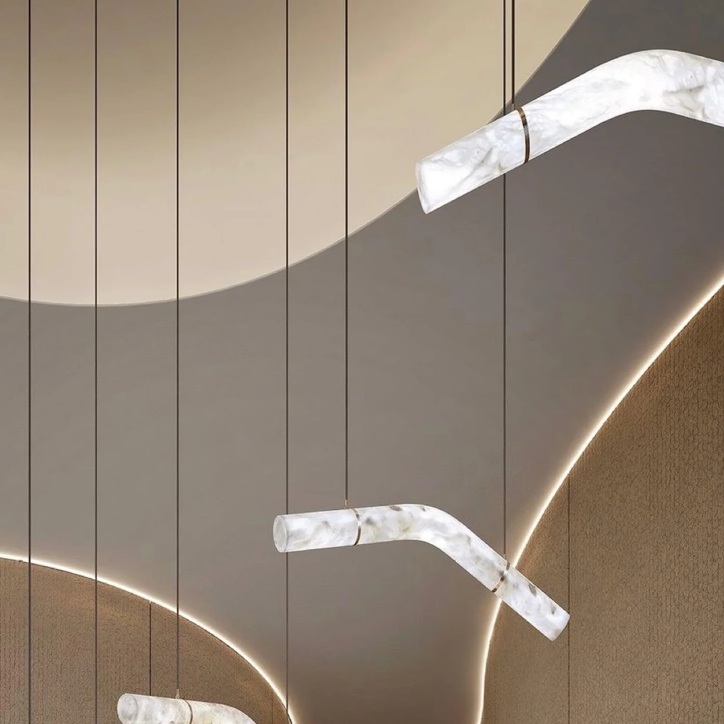 VENUS alabaster pendant light, seamless stone joins