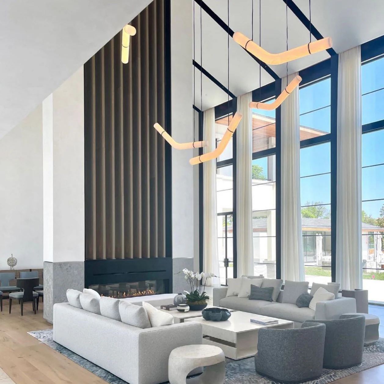 VENUS alabaster pendant light in a bedroom interior
