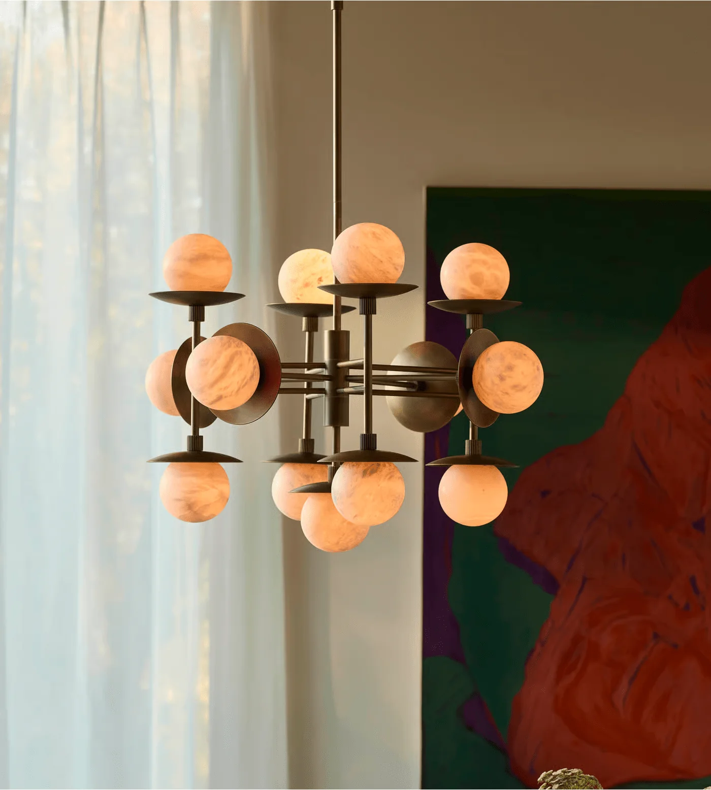 ARGO alabaster pendant light, front view
