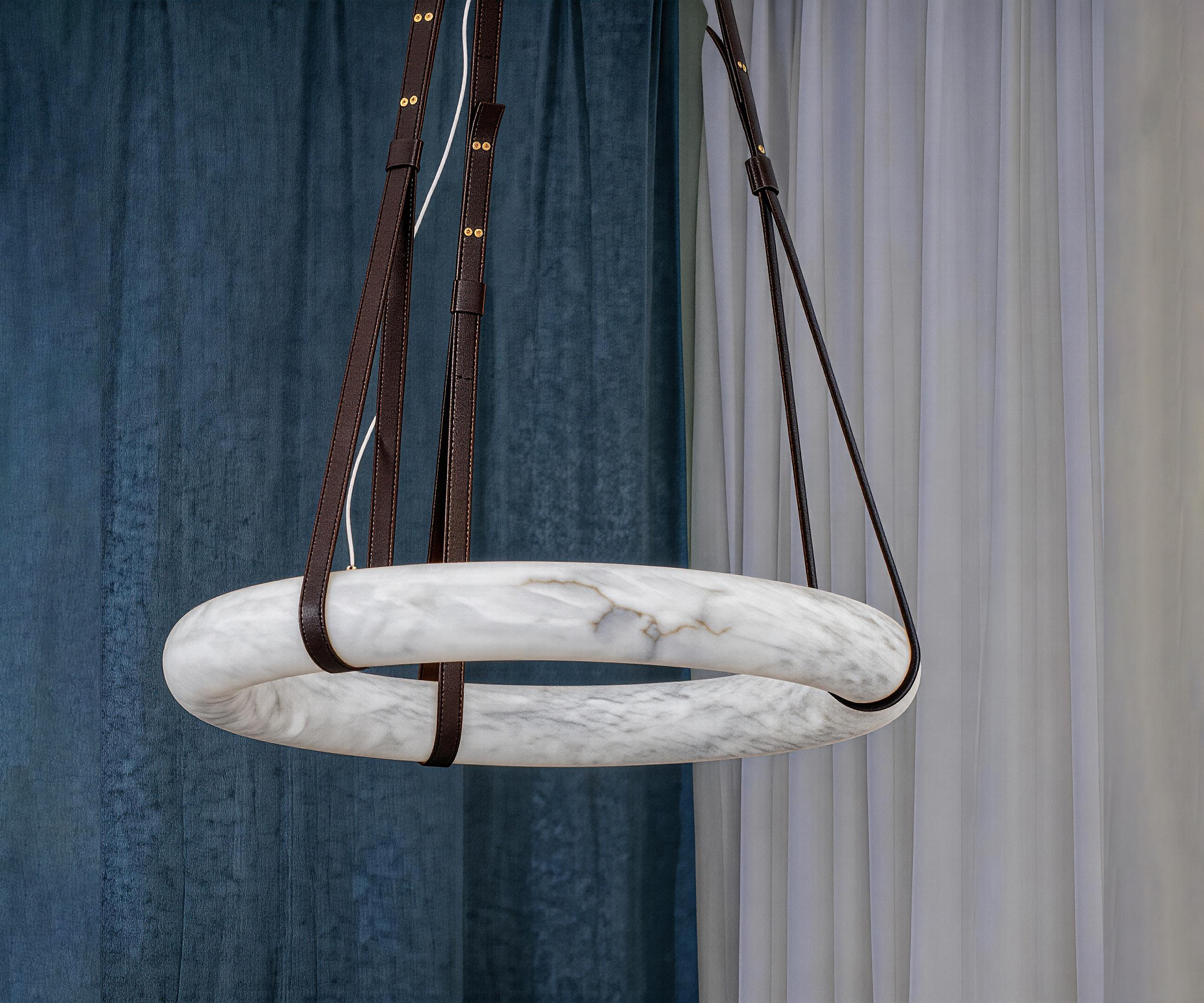 LAREDO alabaster pendant light in a bedroom interior