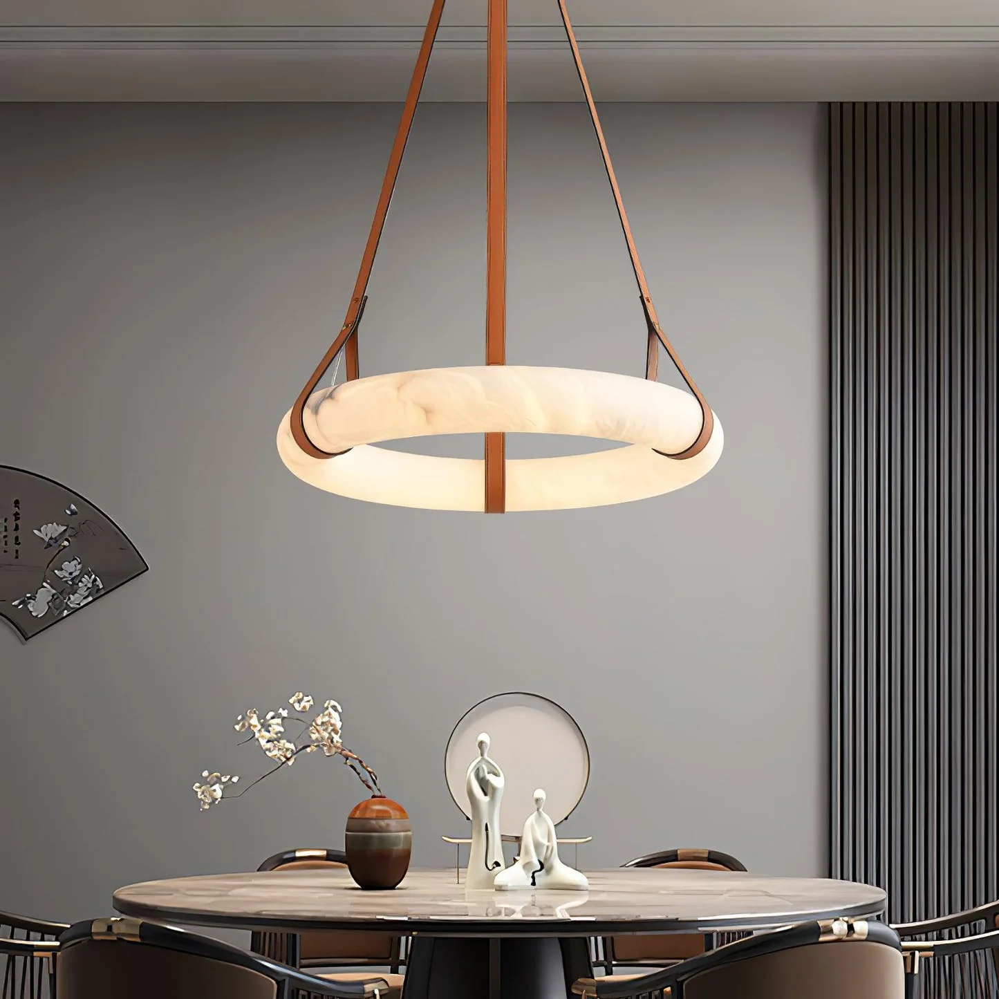LAREDO alabaster pendant light in a bedroom interior