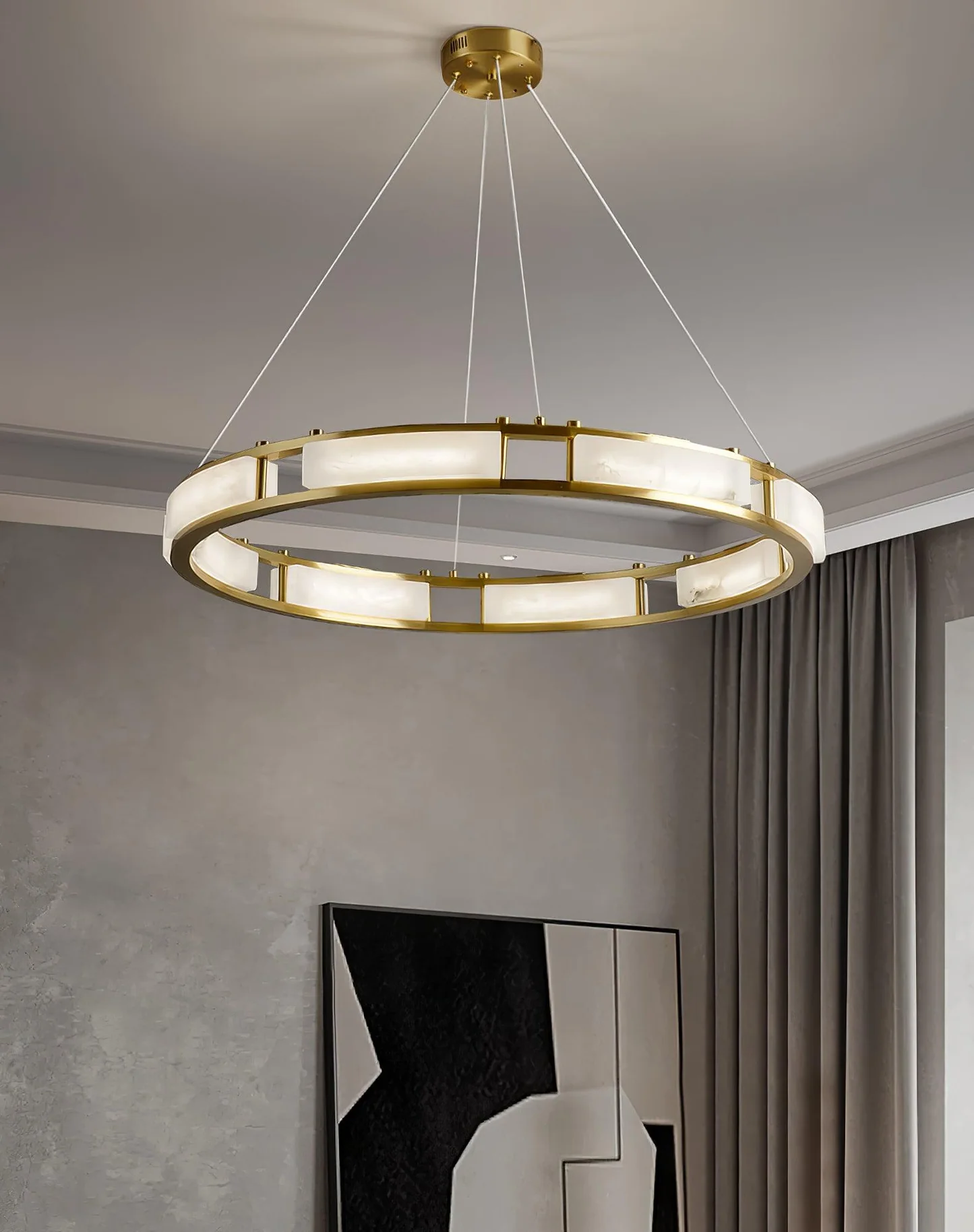 HARLOW alabaster Chandelier, seamless stone joins