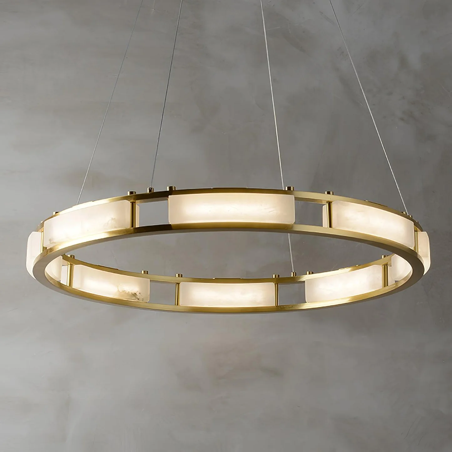 HARLOW alabaster Chandelier, warm glow detail